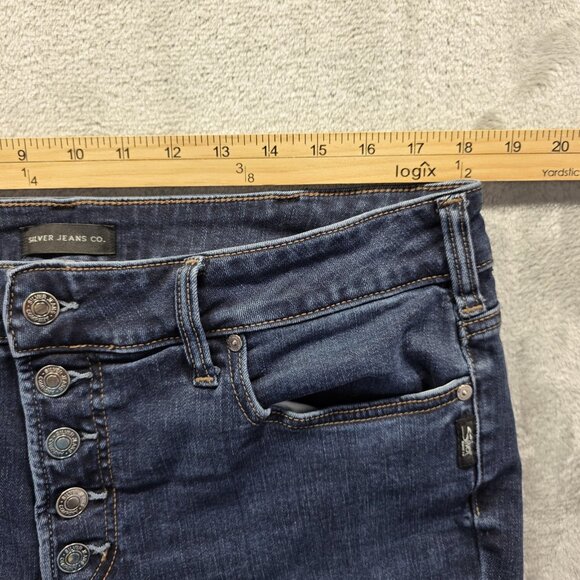 Silver Jeans Co Jeans Womens 18W Long Blue Suki Slim Boot Button Fly Stretch - Picture 7 of 10